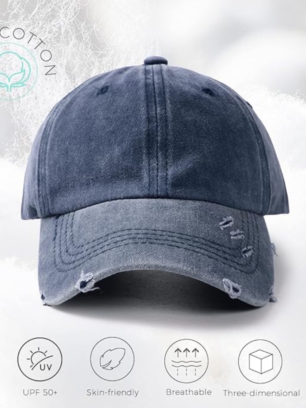 Distressed Baseball Cap Dad Hats for Women Vintage Washed Cotton Trucker Hat